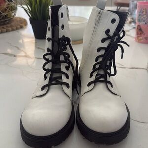 White & Black Combat Boots